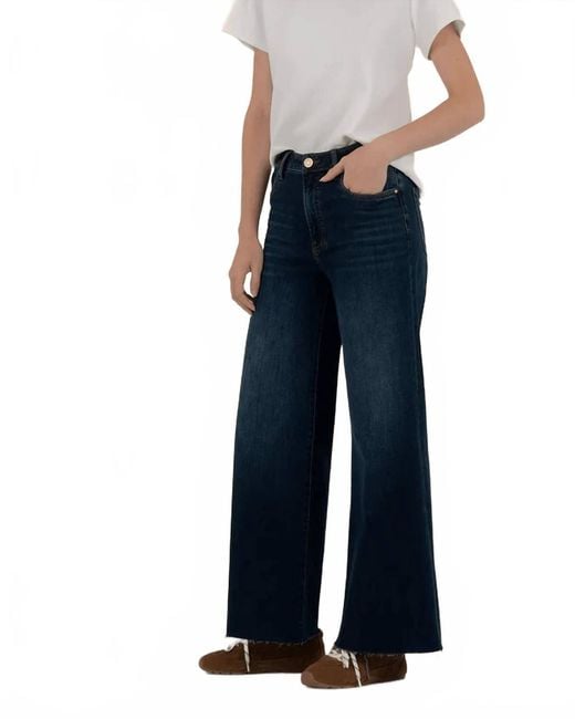 Kut From The Kloth Women's Blue Ryan High Rise Fab Ab Super Wide Leg Jeans