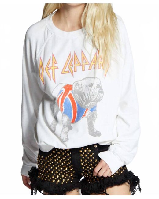 Recycled Karma White Def Leppard Union Jack Sweatshirt
