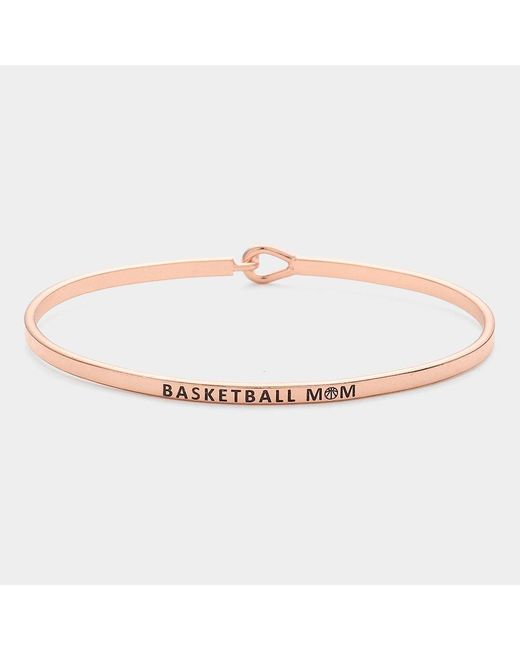 Fashnzfab Metallic Basketball Mom Thin Brass Metal Hook Bracelet Rose