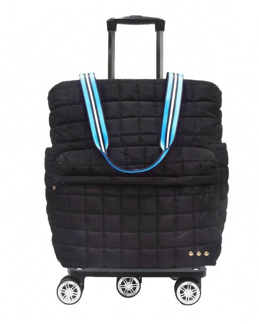 Pretty Simple Black Quilted Tote Roller Bag