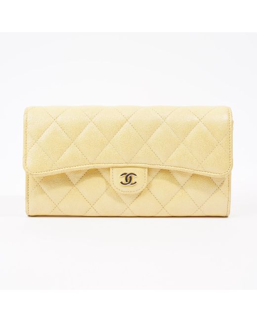Chanel Metallic Classic Flap Bifold Wallet Caviar Leather