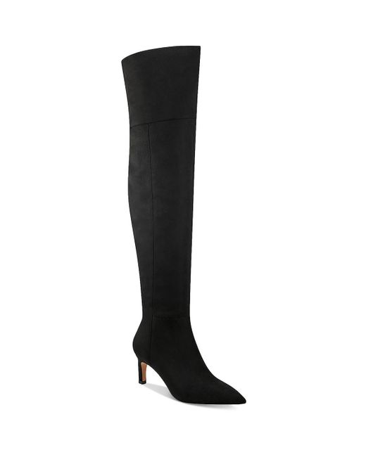 Marc Fisher Black Padded Insole Faux Suede Knee-High Boots