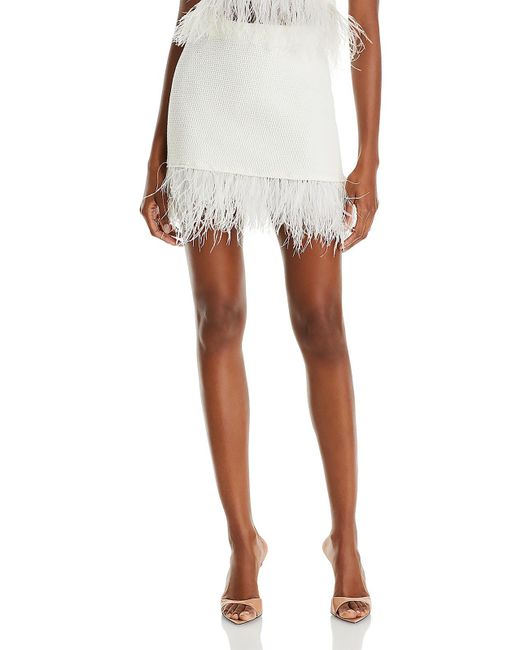 FRAME White Crochet Feather Mini Skirt