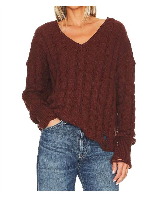 NSF Red Everlyn V-neck Sweater