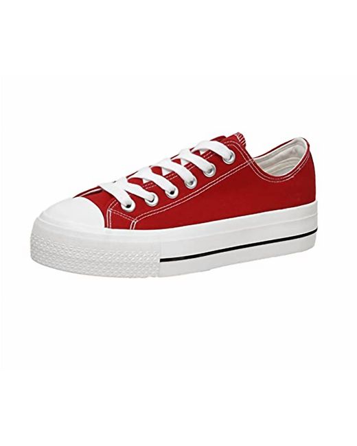 Cushionaire Red Vince Low Top Canvas Sneaker