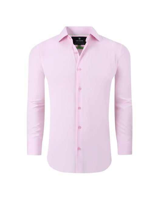Tom Baine Pink Performance Stretch Solid Button Down for men