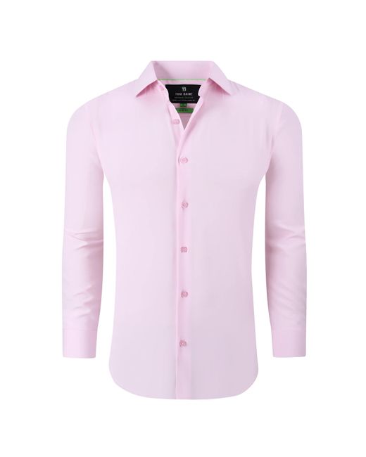 Tom Baine Pink Performance Stretch Solid Button Down for men