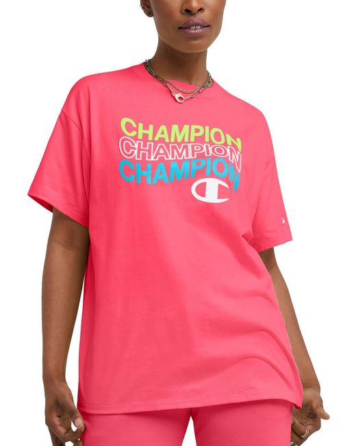 Champion Pink Short Sleeve Logo Graphic T-shirt