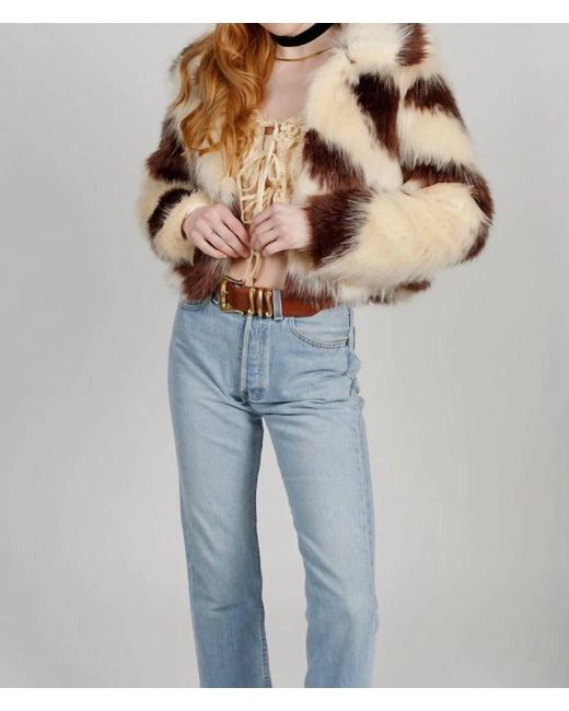 Band Of The Free Blue Agnes Faux Fur Jacket