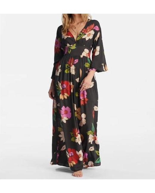 Black Bloom Billabong Lyst Night Maxi | Dress in Sleeve Long