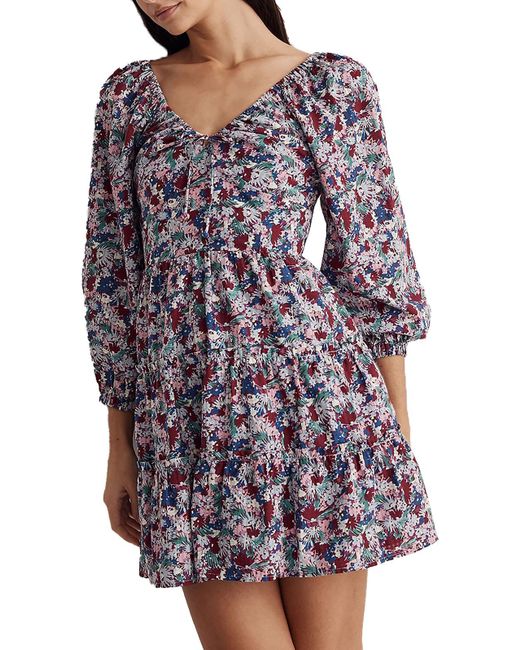 Madewell Multicolor Floral Tiered Mini Dress
