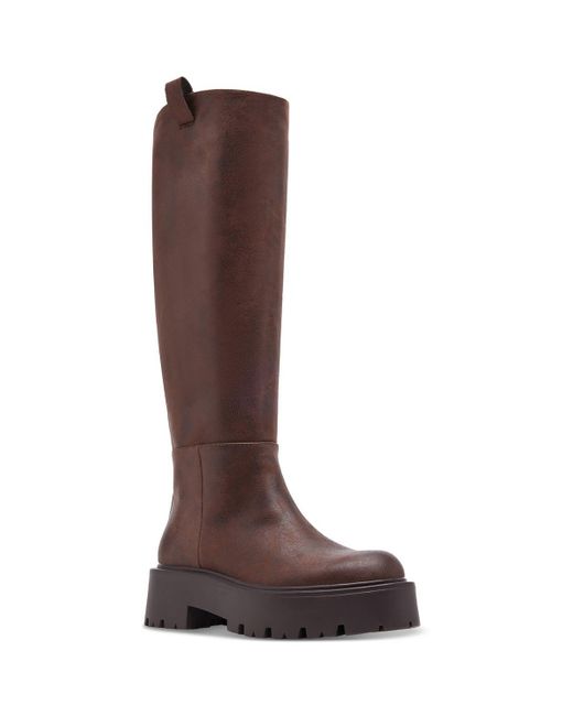 Madden Girl Brown Crow Wc Distressed Faux Leather Knee-High Boots