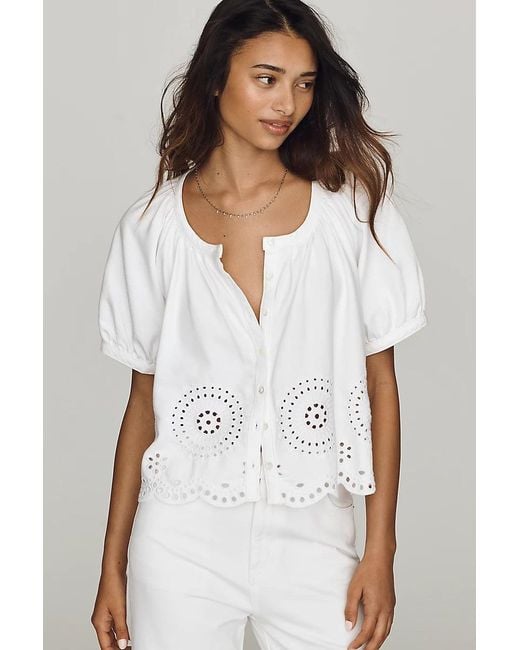 FRAME White Eyelet Blouse