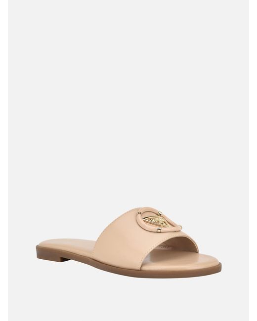 Guess Factory Natural Magnify Faux-leather Beach Slides