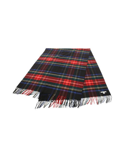 Johnstons Red Scarf Check Cashmere Multicolor