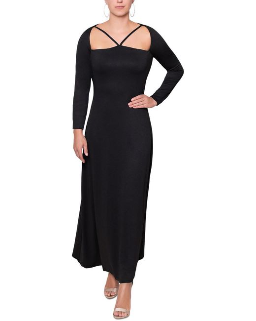 Rachel Roy Black Strappy Neck Long Cocktail And Party Dress