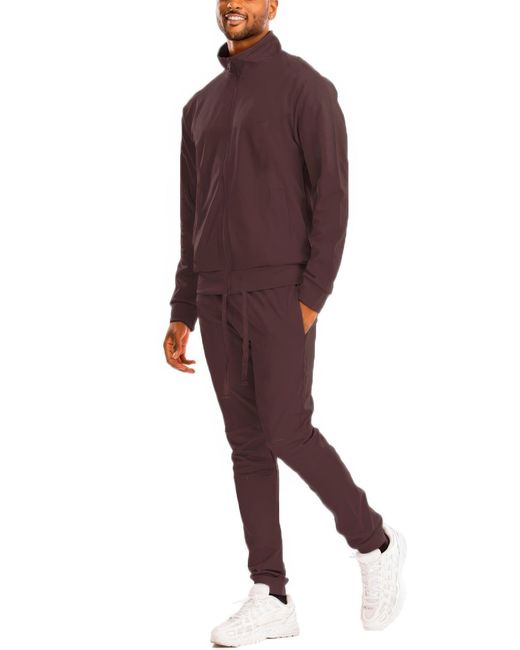 TRUEDAMES Red Full Zip Up Solid Track Jacket Set for men