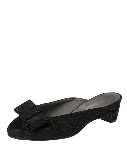 Stuart Weitzman Black Suede Slide Sandals