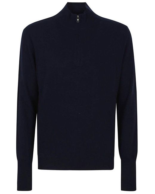 Ballantyne Half-Zip Cashmere Pullover With Ribbed Detailing in