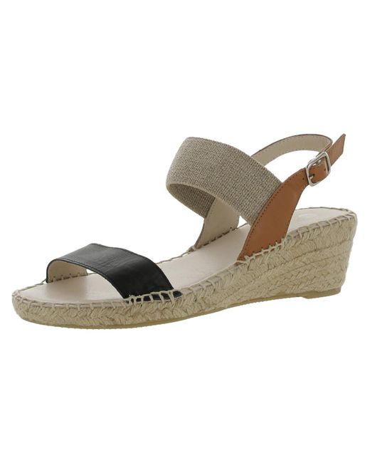 Eric Michael Natural Leather Ankle Strap Wedge Sandals
