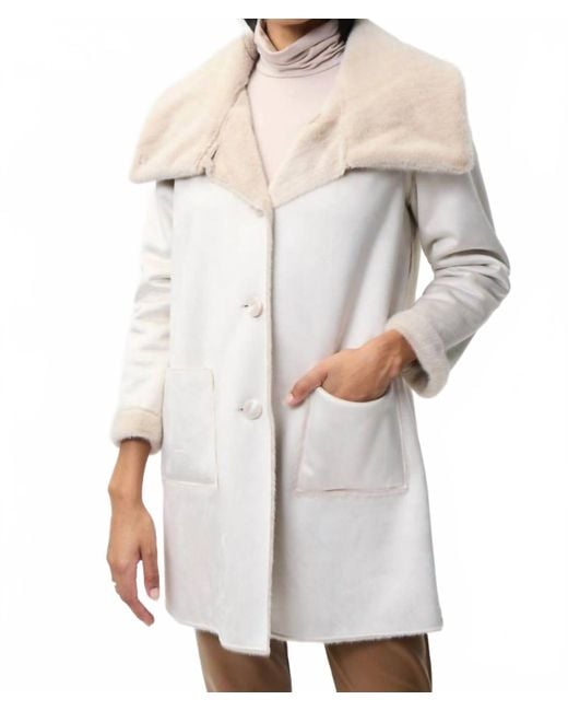 Joseph Ribkoff Gray Faux Fur Reversible Coat