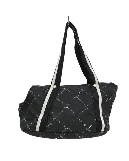 Chanel Travel Line Synthetic Shoulder Bag (pre-owned) in Black