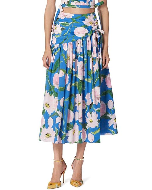 Carolina Herrera Blue Midi Side Slit Skirt