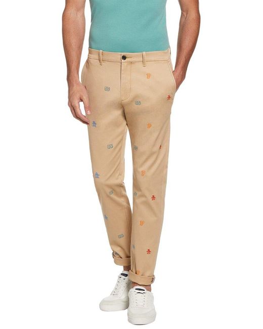 Original Penguin Multicolor Embroidered Pete Flat Front Chino for men