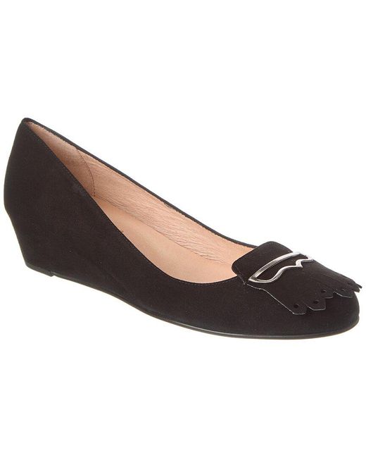 French Sole Black Evolve Suede Wedge Pump