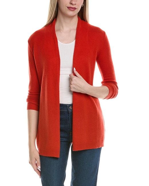 Sofiacashmere Red Drape Wool & Cashmere-Blend Cardigan
