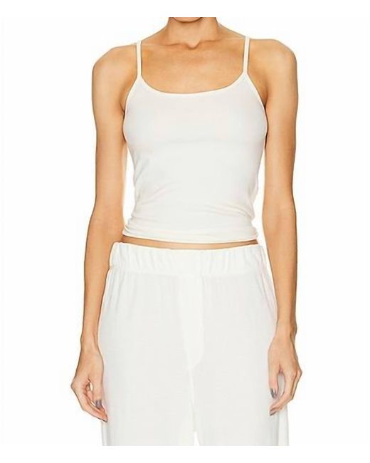 ÉTERNE White Thin Strap Fitted Tank Top