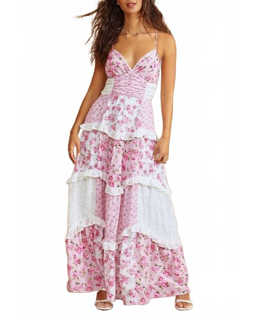 Mccolin Red Floral Patchwork Sundress