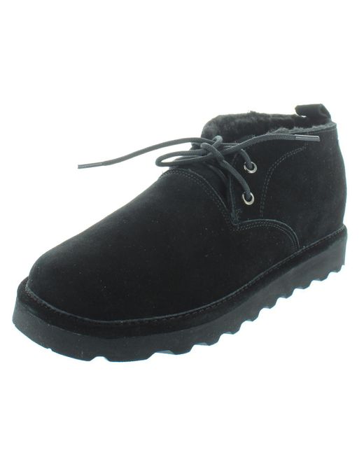 BEARPAW Black Spencer Suede Wool Lined Chukka Boots for men
