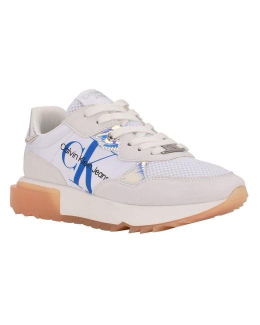 Calvin Klein White Magalee Faux Leather Lifestyle Casual And Fashion Sneakers