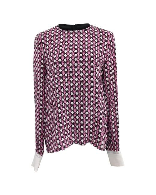 Marni Purple Shell-Print Long Sleeve Blouse