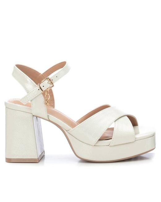Xti White Heeled Platform Sandals
