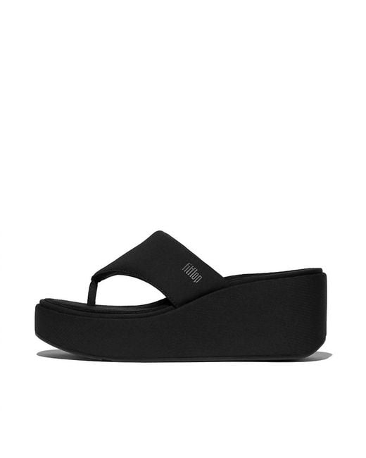 Fitflop Black Platforms Wedge Toe-Post Sandals