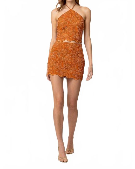 Line & Dot Orange Isabella Halter Top