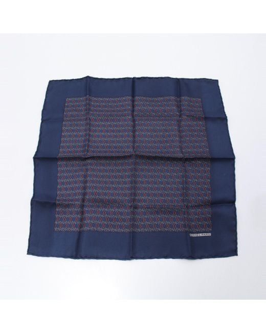 Hermès Blue Petit Carres Carres 45 Scarf All-over Pattern Silk Navy Color