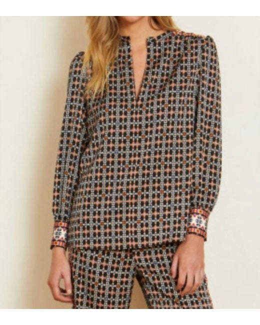 Caballero Brown Jeune Patterned Long Sleeve Top