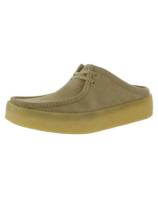 Clarks Green Wallabeecup Lo Suede Faux Fur Lined Lace Up Flats for men