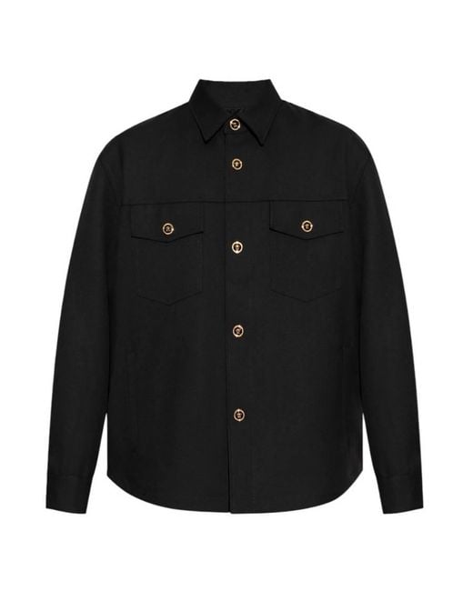 Versace Black Wool Cavalry Blouson Overshirt for men