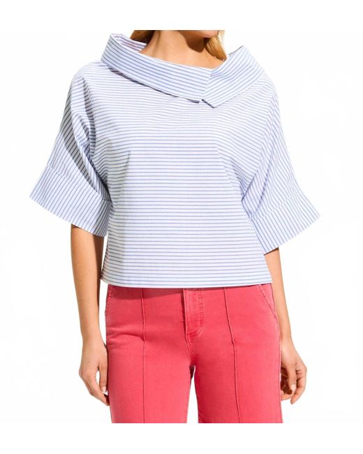 Fdj White Crossover Neck Popover Top