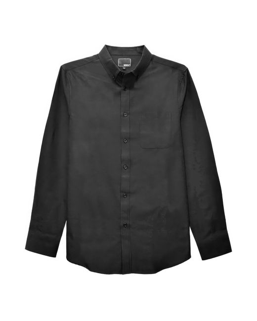 TRUEDAMES Black Solid Long Sleeve Button Down for men