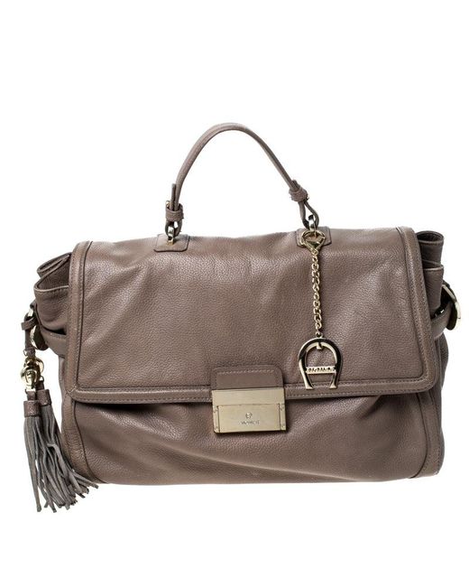 Aigner Brown Light Leather Top Handle Bag