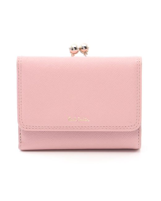 Paul Smith Pink Trifold Wallet Leather Light Clasp