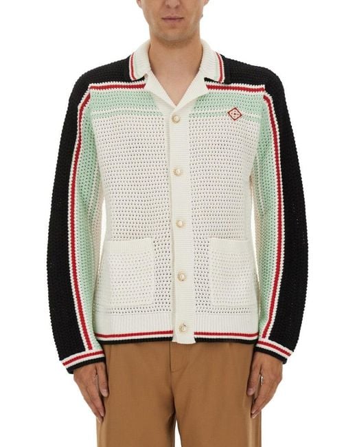 Casablanca Gray Cotton Knit Tennis Shirt for men