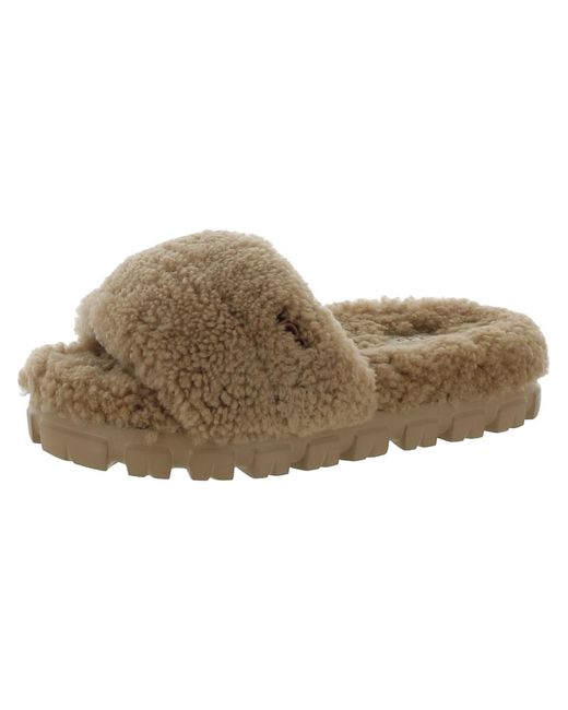 Ugg Brown Cozetta Curly Shearling Slip-on Slide Slippers