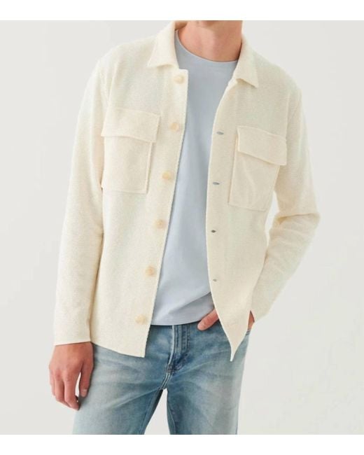 Patrick Assaraf Natural Button Front Patch Pocket Knit Jacket for men