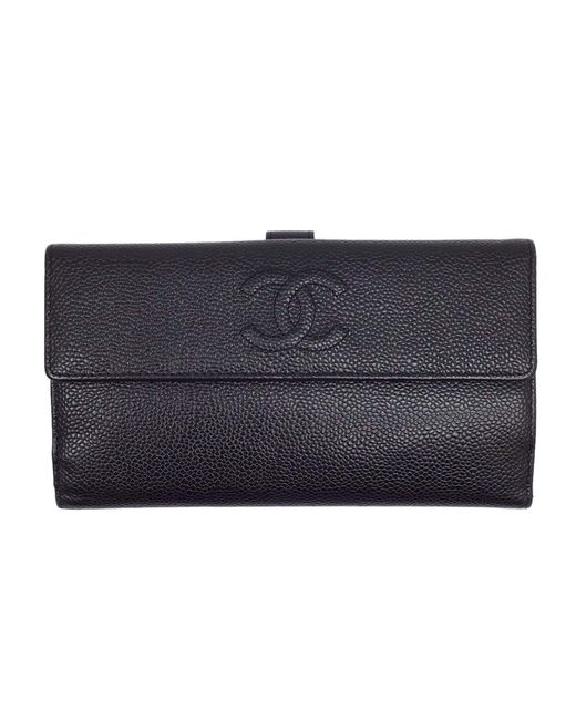 Chanel Blue Logo Cc Leather Wallet (pre-owned)